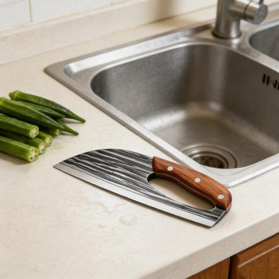 Hand-Forged Carbon Steel Kitchen Knife Set - Ultra Sharp Cleaver & Boning Knife, Ergonomic Wooden Handle, Multi-Functional Meat & Vegetable Slicer for Home Cooking