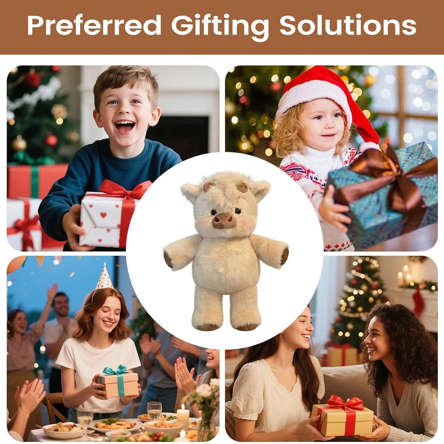 Cute Running Scottish Highland Cow Stuffed Animal