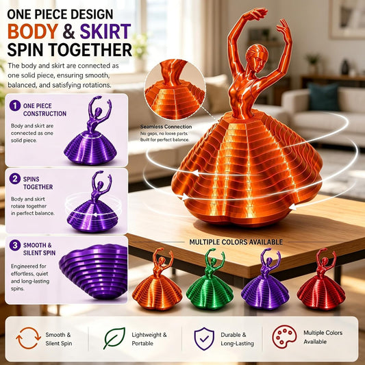 3D Printed Spinning Ballerina – Elegant Fidget Sculpture for Desk & Decor