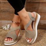 Zekear Summer Flat Wedge Heel Fish Mouth Casual Women's Sandals