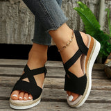 Zekear Summer Flat Wedge Heel Fish Mouth Casual Women's Sandals