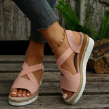 Zekear Summer Flat Wedge Heel Fish Mouth Casual Women's Sandals