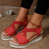 Zekear Summer Flat Wedge Heel Fish Mouth Casual Women's Sandals