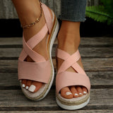 Zekear Summer Flat Wedge Heel Fish Mouth Casual Women's Sandals