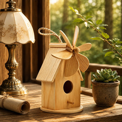 Wooden Windmill Hummingbird House