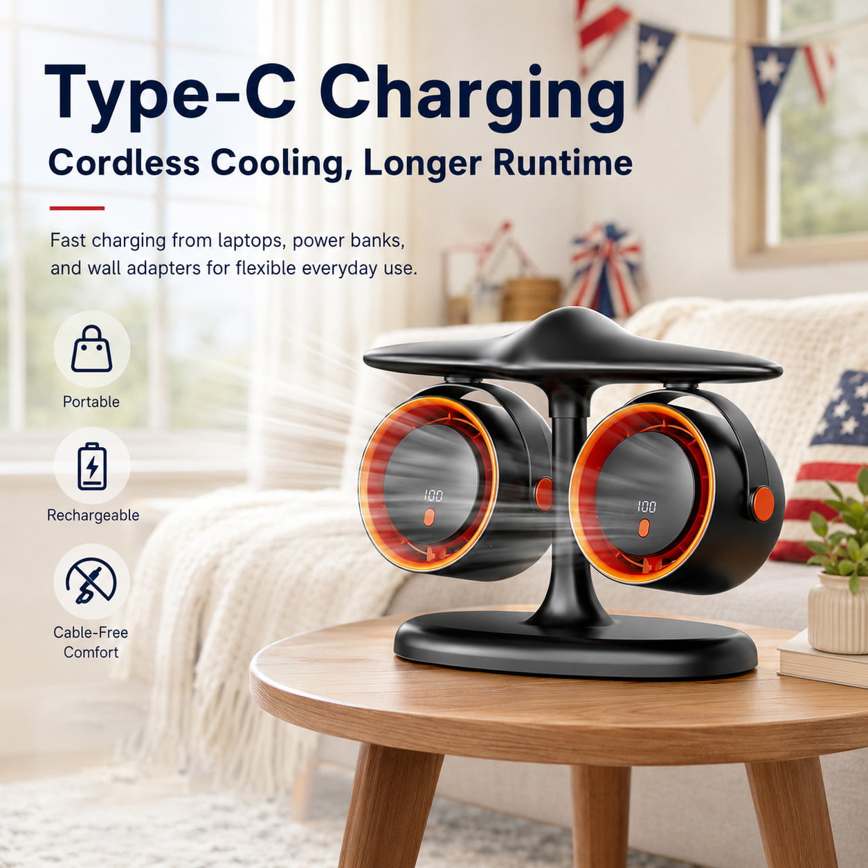 ✈️Airplane‑Style Dual Turbo Desktop Circulating Fan