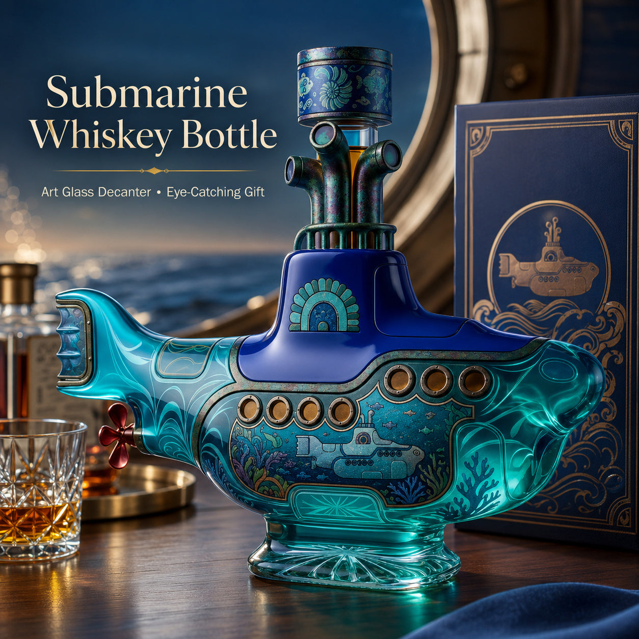 Psychedelic Submarine Whiskey Bottle
