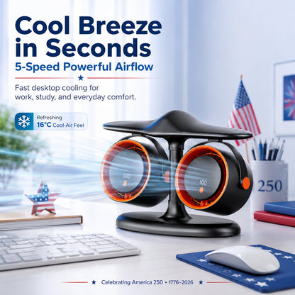 ✈️Airplane‑Style Dual Turbo Desktop Circulating Fan