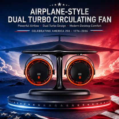 ✈️Airplane‑Style Dual Turbo Desktop Circulating Fan