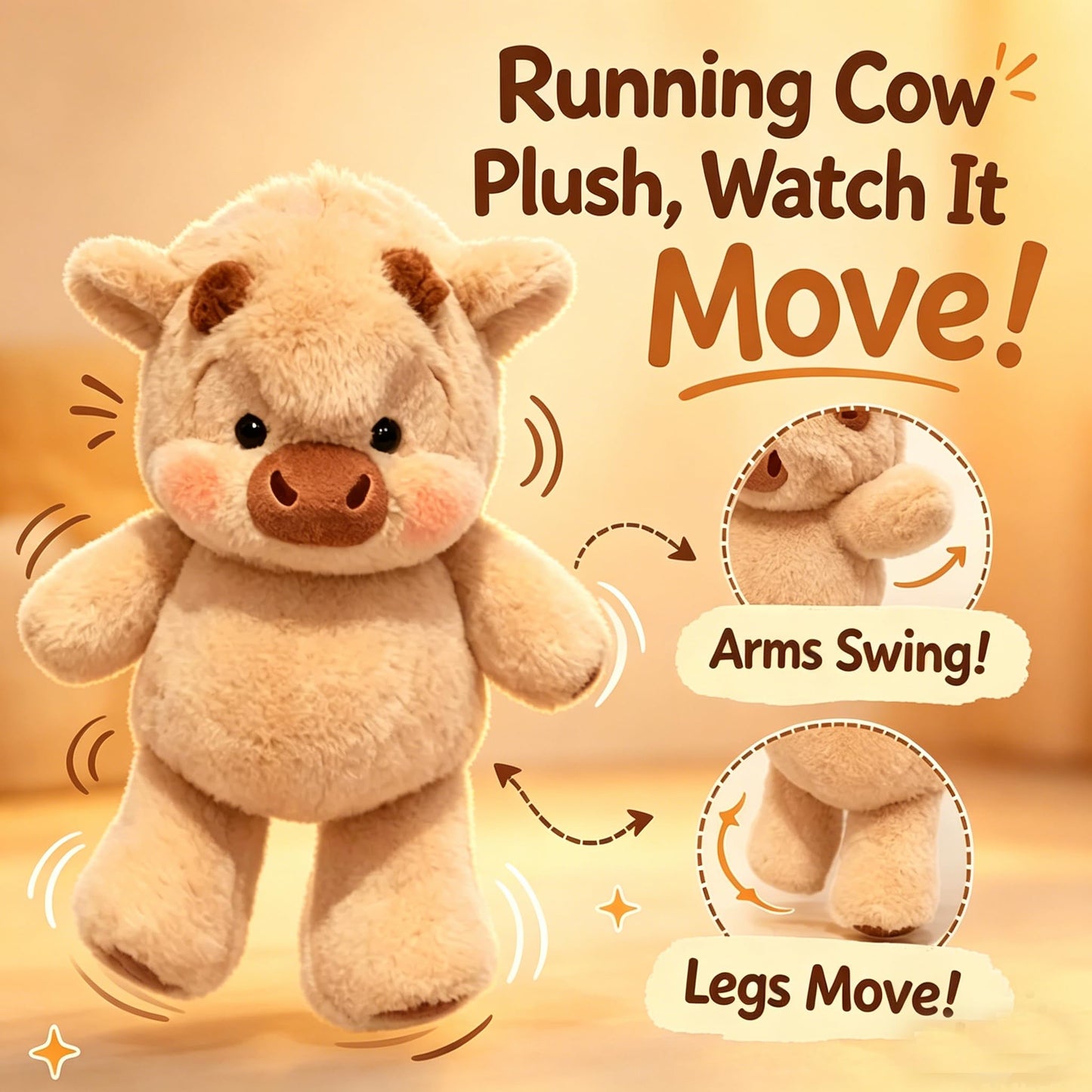 Cute Running Scottish Highland Cow Stuffed Animal
