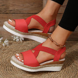 Zekear Summer Flat Wedge Heel Fish Mouth Casual Women's Sandals