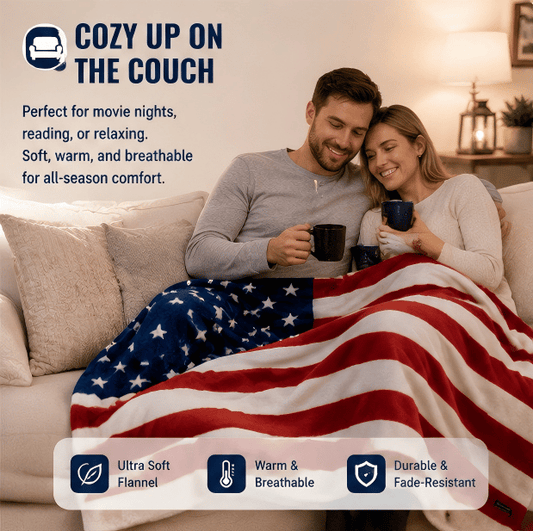 🇺🇸❤American Flag Flannel Blanket — Ultra-Soft Flannel | Non-Shedding | Suitable for All Seasons
