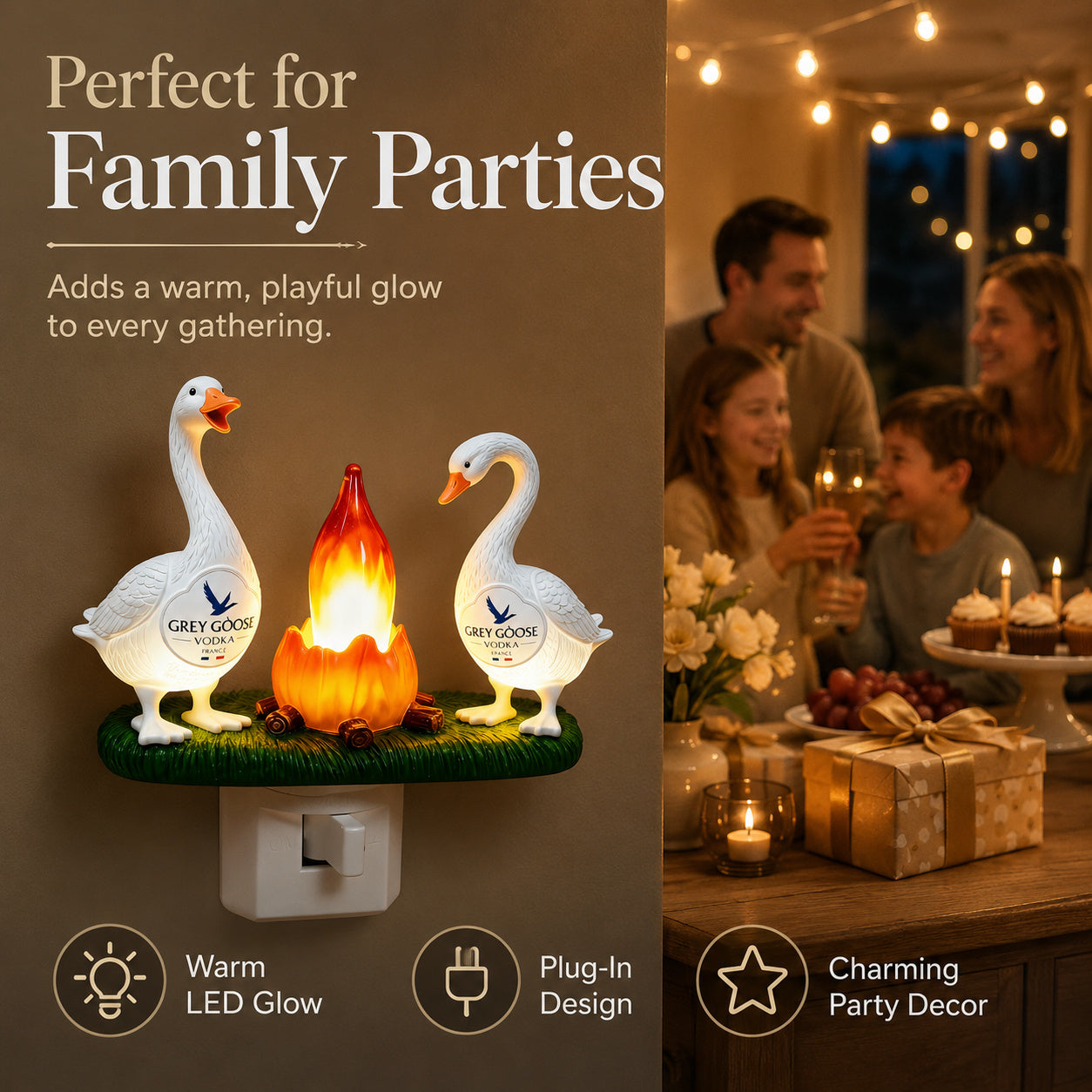 Bonfire Party Geese Night Light