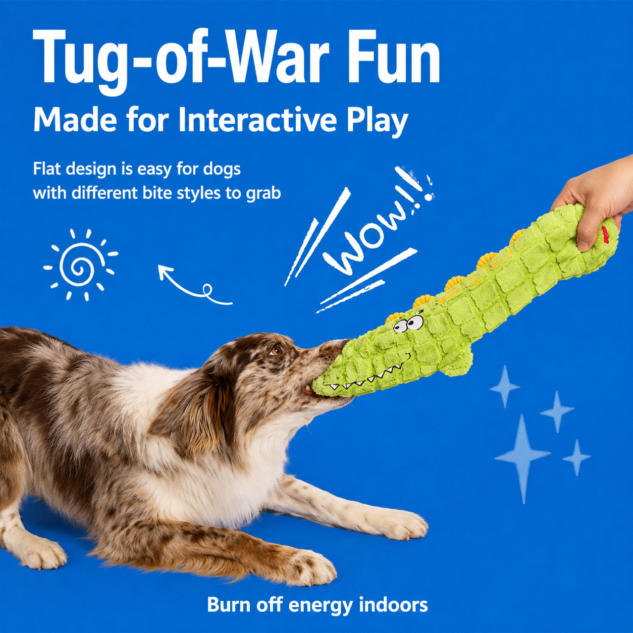 Stuffing-Free Squeaky Plush Dog Toy – 23.6" Long Tug Toy