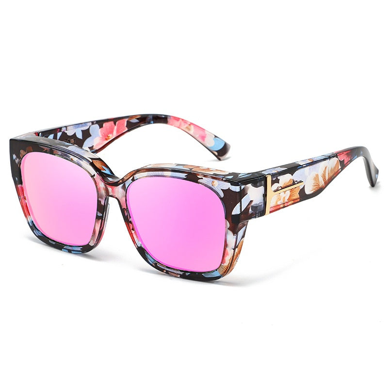 🕶️ Polarized Fit Over Sunglasses for Women – UV400 Protection Floral Frame Wear Over Prescription Glasses