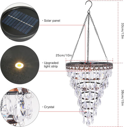 ✨ Solar-Powered Crystal Chandelier – Add Magic to Your Nights