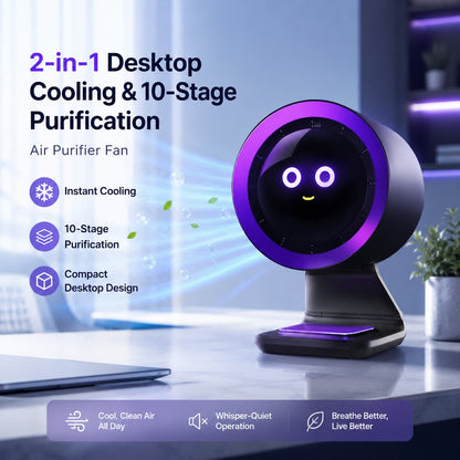 2-in-1 Desktop Cooling & 10‑Stage Purification Air Purifier Fan