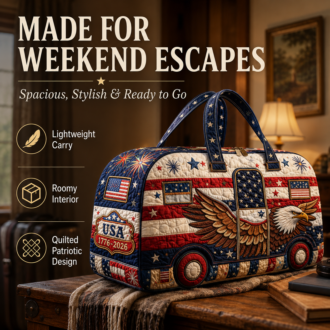 🔥LAST DAY 50% OFF - 🇺🇸✨🇺🇸 American 250th Anniversary Quilted Travel Duffle Bag
