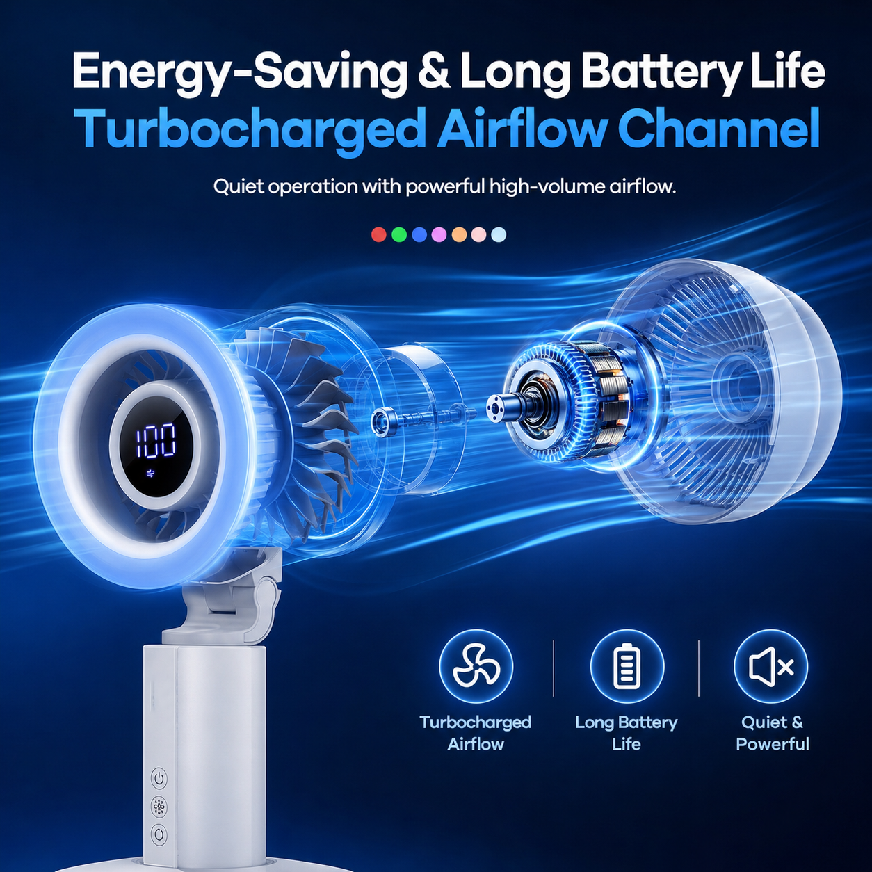 Silent High-Speed Digital Display Stepless Adjustable Air Circulator Fan