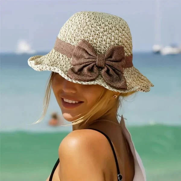 🔥✨Handmade Retro Bow Straw Hat | Foldable Ultra Breathable Summer Essential