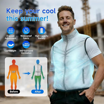 Cooling Vest for Men with Power Bank and Dual Fan Runtime Air Conditioned Workwear