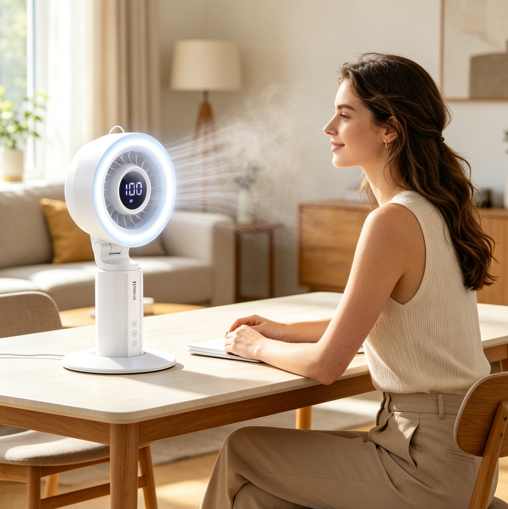 Silent High-Speed Digital Display Stepless Adjustable Air Circulator Fan