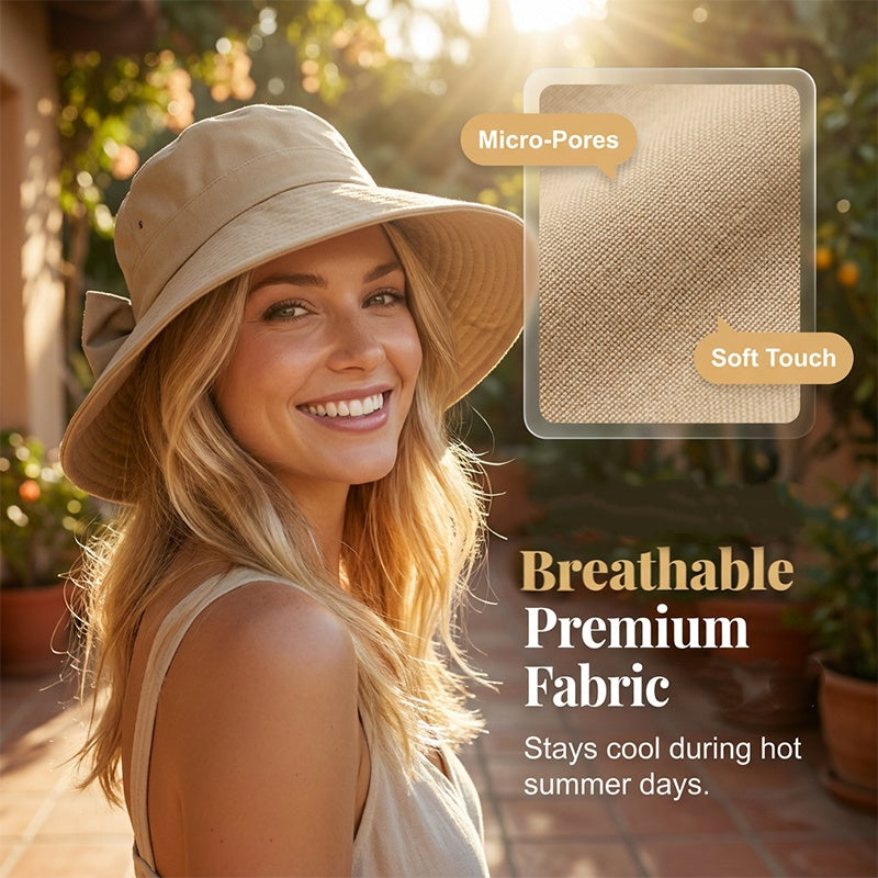 👒  Women's Bowknot Wide Brim Sun Hat – Foldable, 360° Protection 🎀