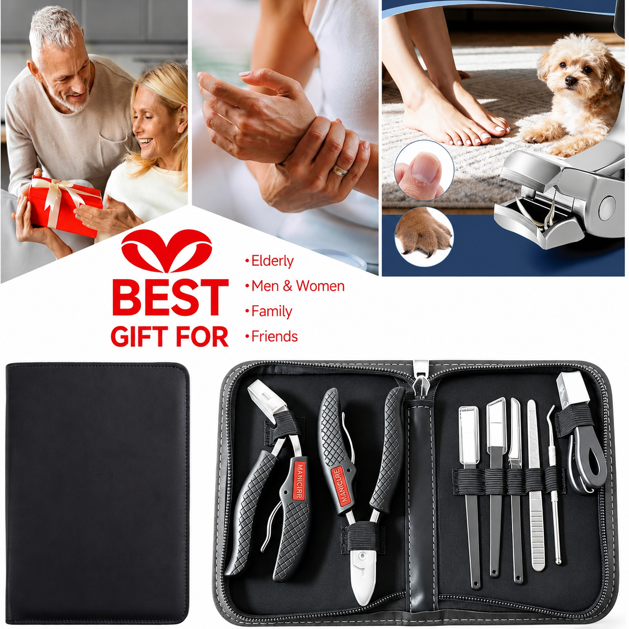 8-Piece Wide-Jaw Toenail Clipper Kit for Seniors