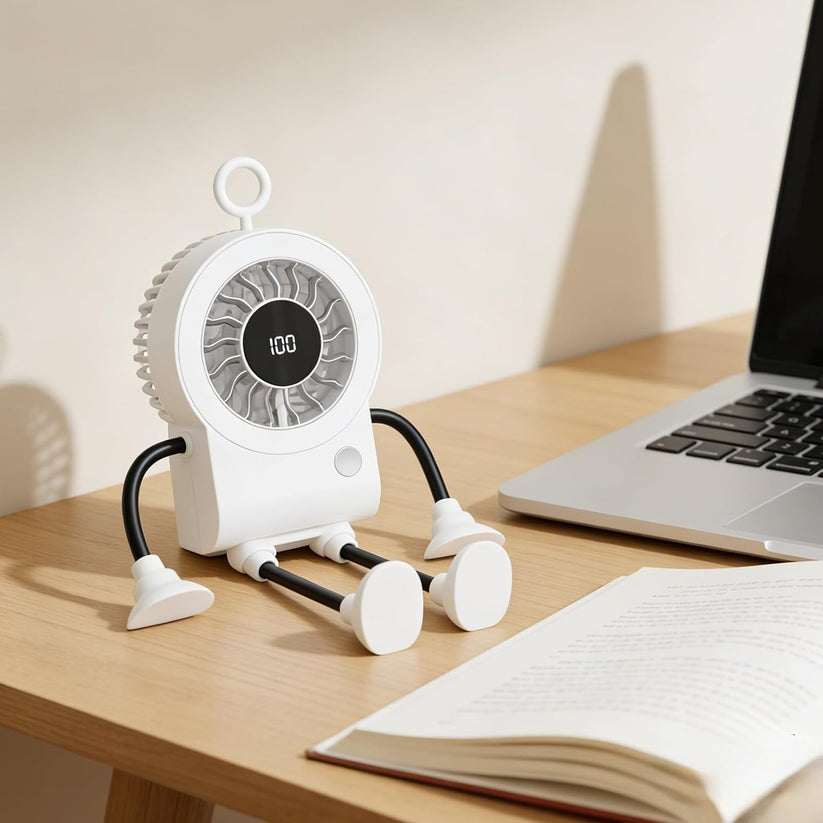 🌟🤖 Cute Robot Shaped Multi-scene Portable Desk Fan