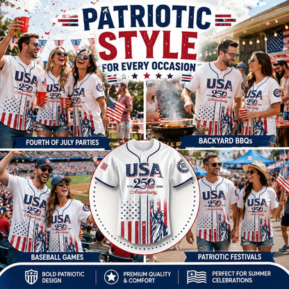 Patriotic Statue of Liberty 1776–2026 - USA 250th Anniversary Baseball Jersey Unisex Shirt
