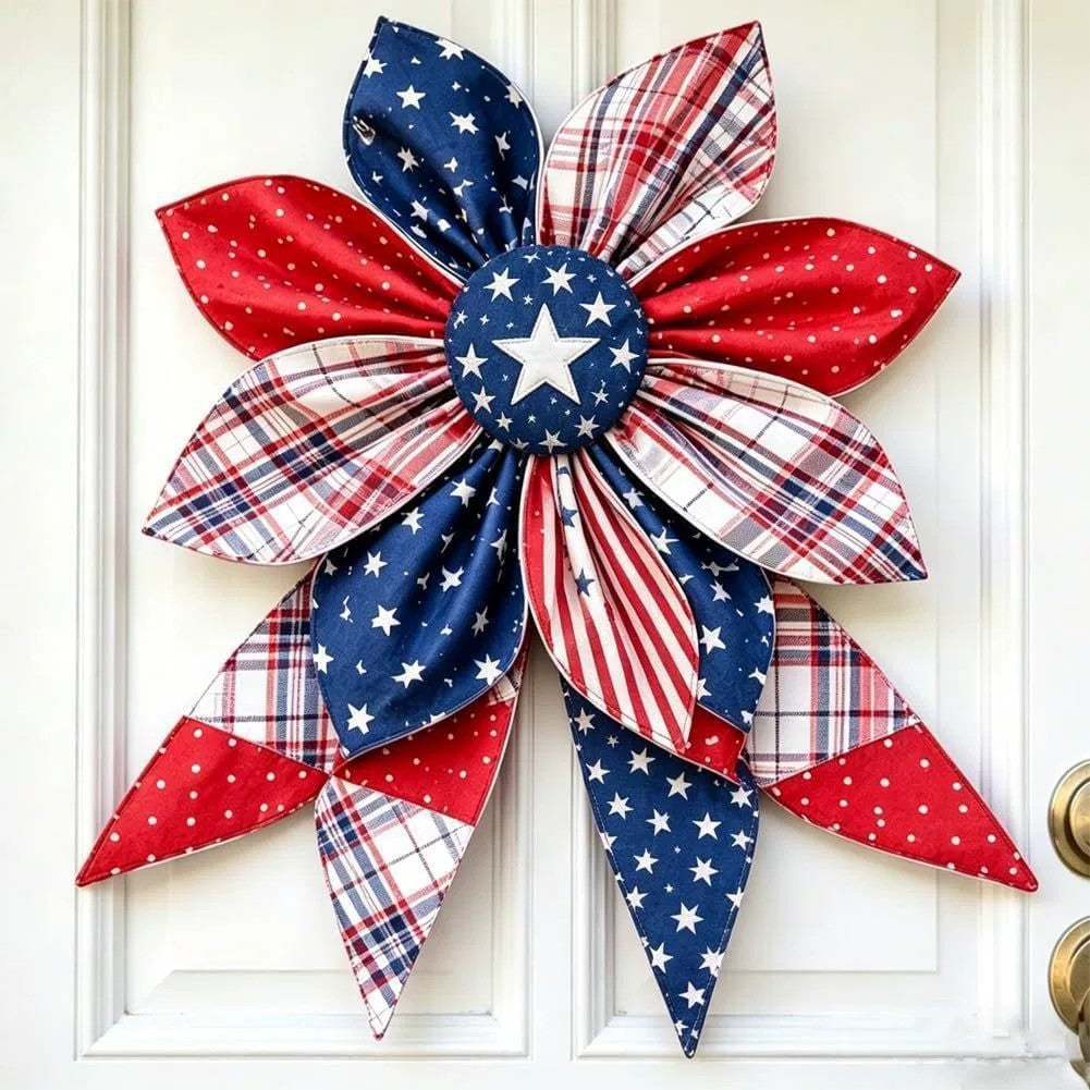 American 250th Anniversary Patriotic Flower Wreath