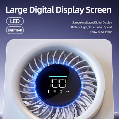 Rechargeable Multifunctional Cooling Fan – 4000mAh Wall-Mount Fan with LED Display & 100-Speed Control