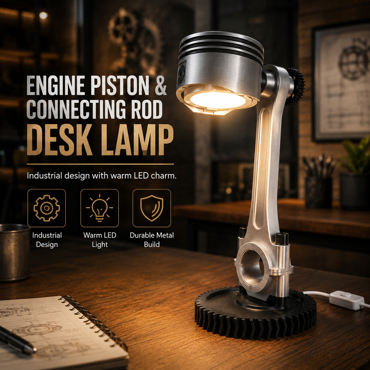 Engine Piston & Connecting Rod Industrial Desk Lamp – ZEKEAR
