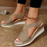 Zekear Summer Flat Wedge Heel Fish Mouth Casual Women's Sandals