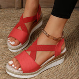 Zekear Summer Flat Wedge Heel Fish Mouth Casual Women's Sandals