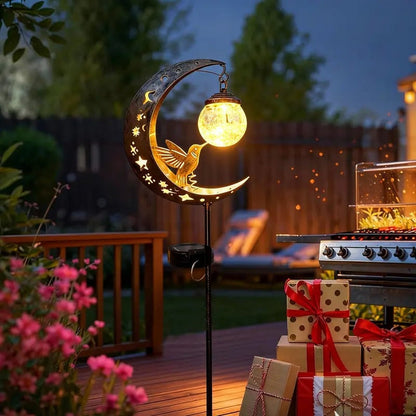 🌙✨Hummingbird Moon Solar Garden Stake Light