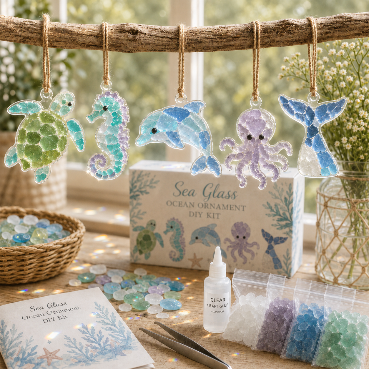 🌊 DIY Sun Catcher Sea Glass Collage Kit