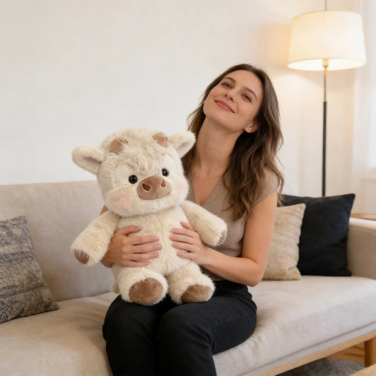 Cute Running Scottish Highland Cow Stuffed Animal