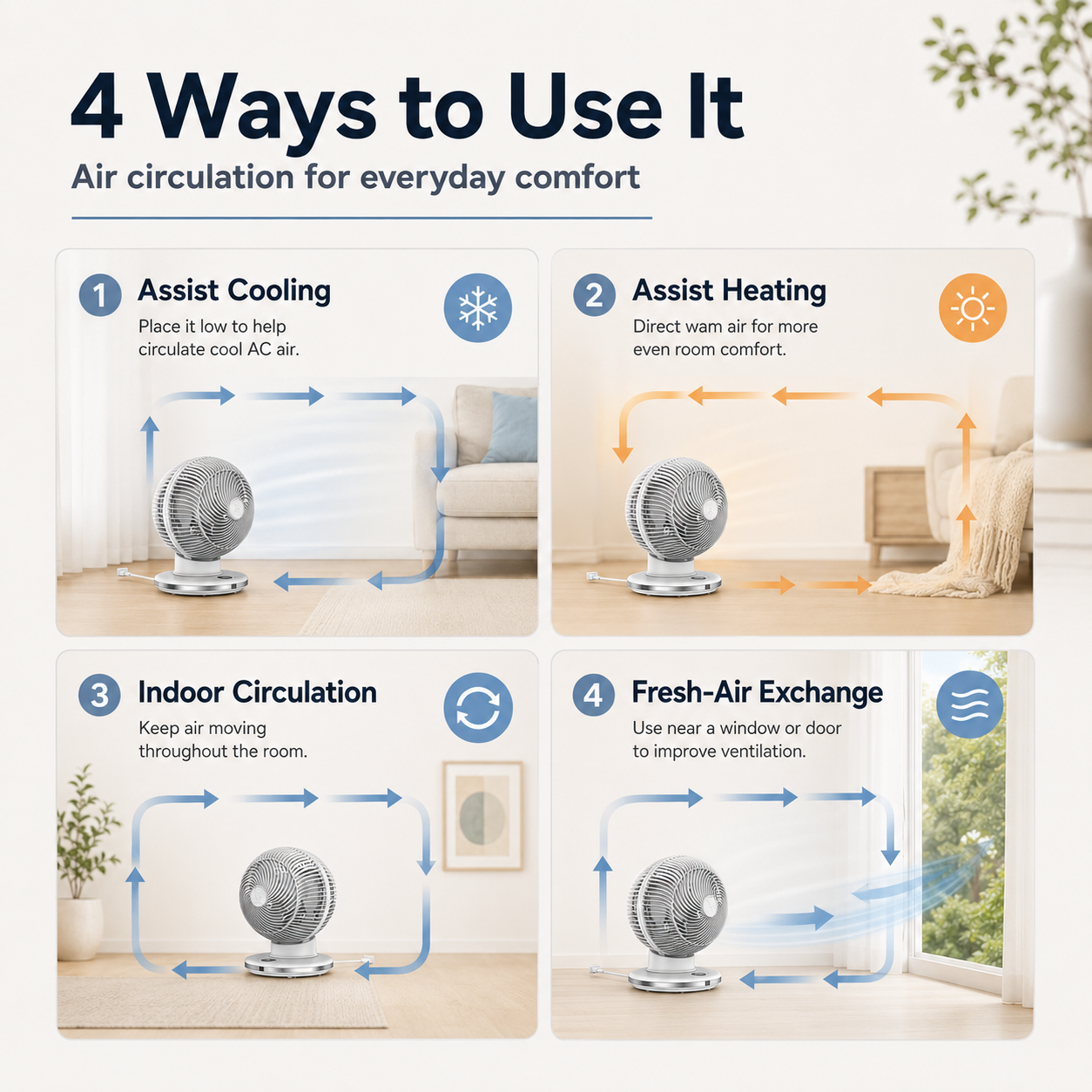 Quiet Air Circulation Fan for Better Room Comfort 🌬️