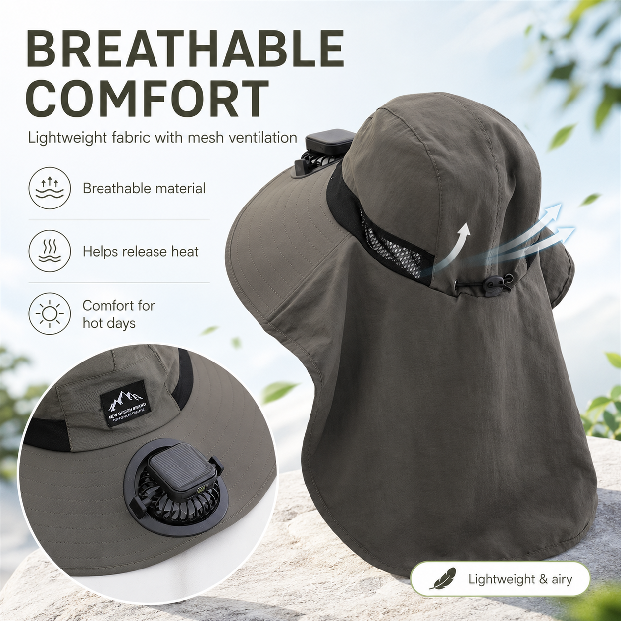 Solar Fan Sun Hat – Hands-Free Cooling for Hot Outdoor Days ☀🌬