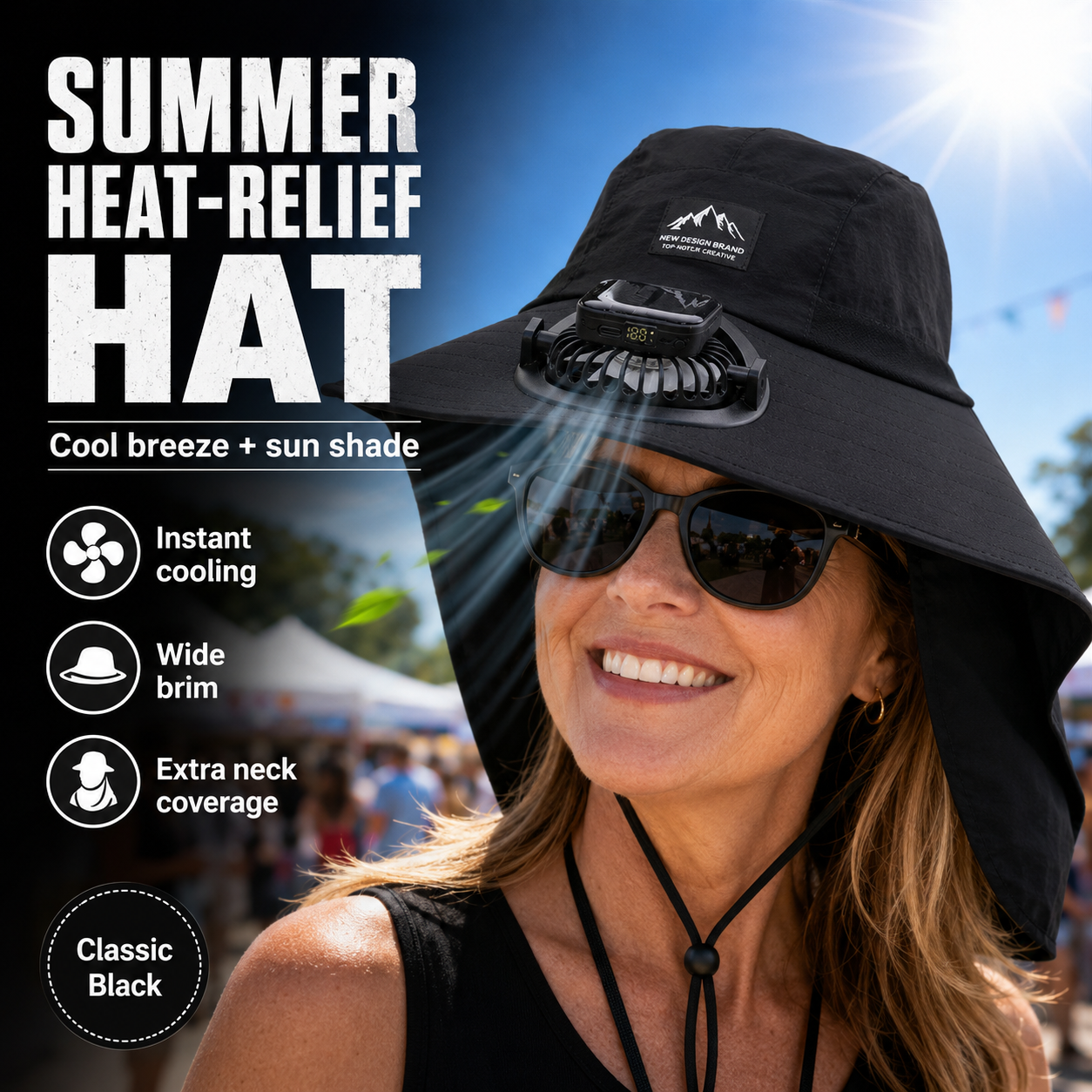 Solar Fan Sun Hat – Hands-Free Cooling for Hot Outdoor Days ☀🌬