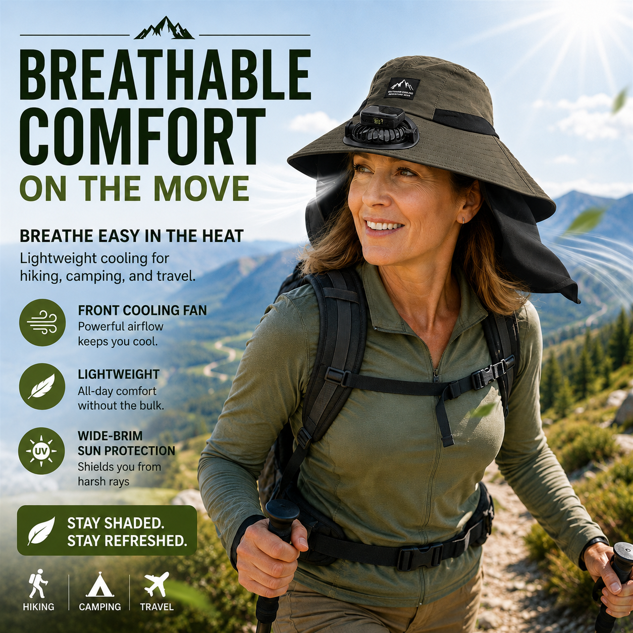 Solar Fan Sun Hat – Hands-Free Cooling for Hot Outdoor Days ☀🌬
