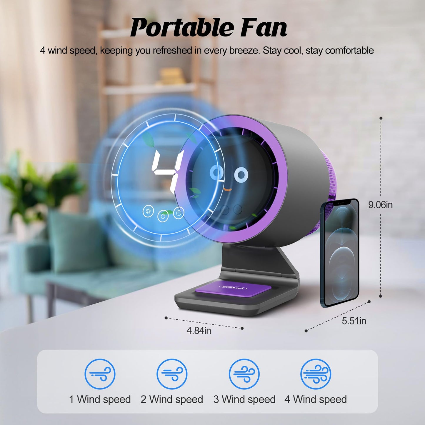 2-in-1 Desktop Cooling & 10‑Stage Purification Air Purifier Fan
