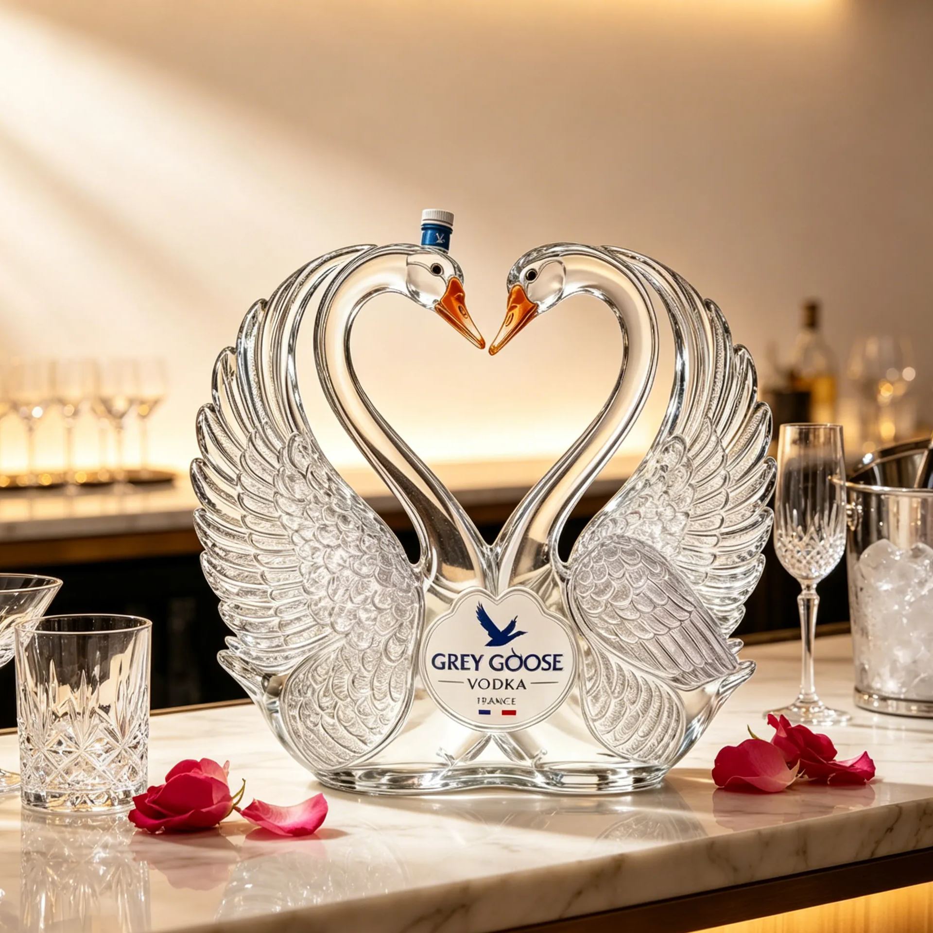 Elegant Swan Decanter Display – Romantic Heart-Shaped Centerpiece for Home Bar & Luxury Décor
