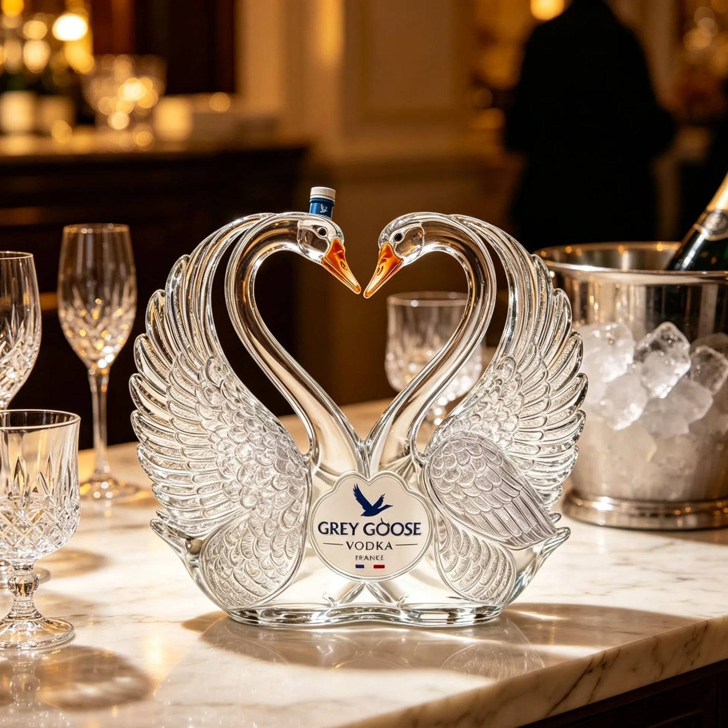 Elegant Swan Decanter Display – Romantic Heart-Shaped Centerpiece for Home Bar & Luxury Décor