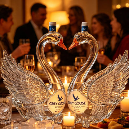 Elegant Swan Decanter Display – Romantic Heart-Shaped Centerpiece for Home Bar & Luxury Décor