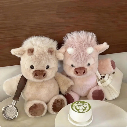 Cute Running Scottish Highland Cow Stuffed Animal