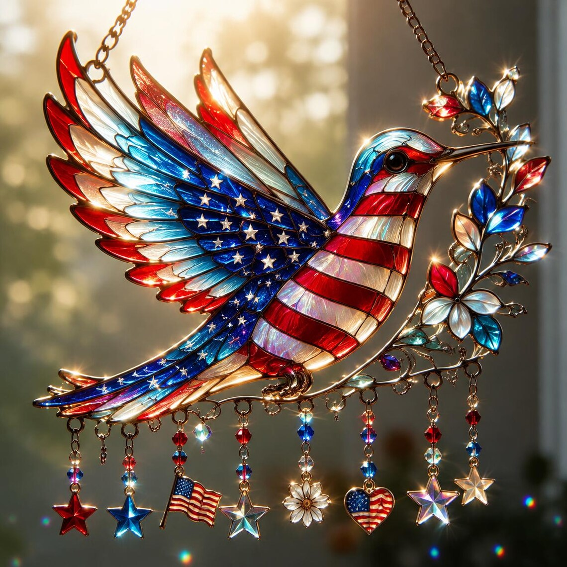 🐦Patriotic Hummingbird - Suncatcher With Charm