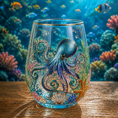 Ocean-Inspired Embossed Glass Cup 🌊