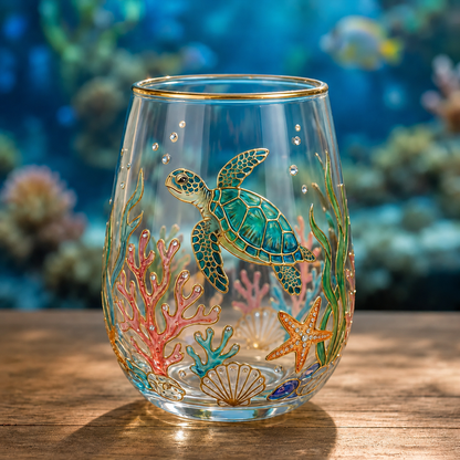 Ocean-Inspired Embossed Glass Cup 🌊